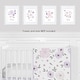 preview thumbnail 2 of 4, Sweet Jojo Designs Lavender Purple Pink Grey Watercolor Floral Collection Wall Decor Art Prints (Set of 4) Peace Love Joy Bliss