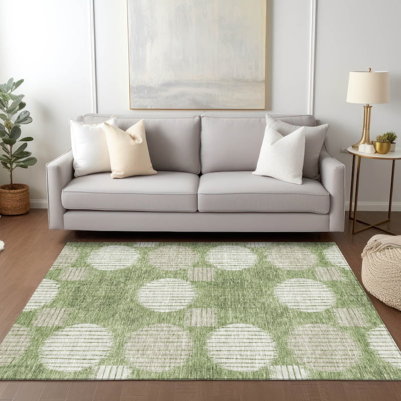 Machine Washable Indoor/ Outdoor Chantille Contemporary Dotty Rug