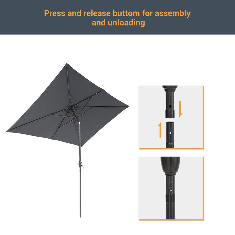 LIVOOSUN 10 x 6.5ft Outdoor Market Patio Umbrella w/Tilt and Crank