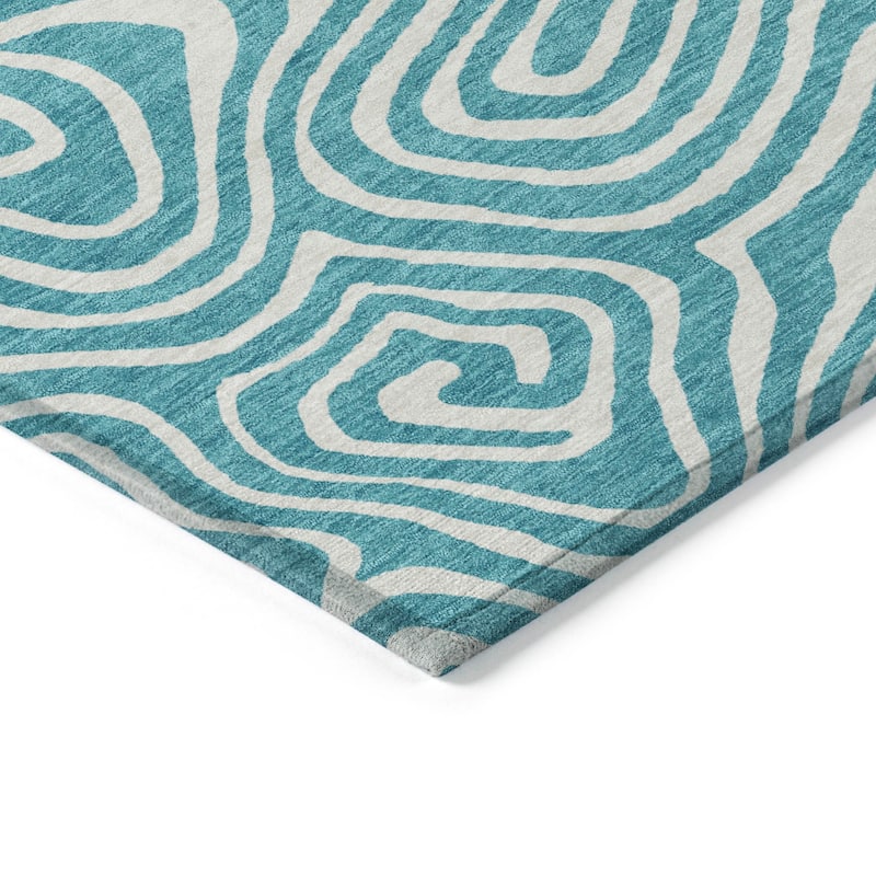 Machine Washable Indoor/ Outdoor Abstract Modern Chantille Rug