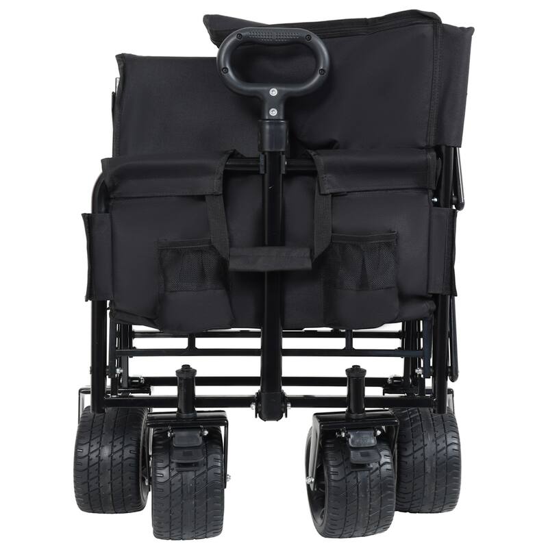 3-in-1 Heavy-Duty Folding Wagon Cart with Bench & All-Terrain Wheels