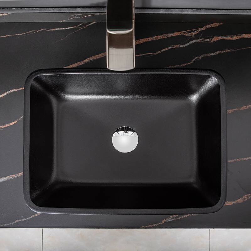 Vinnova Glass Rectangular Vessel Bathroom Sink without Faucet