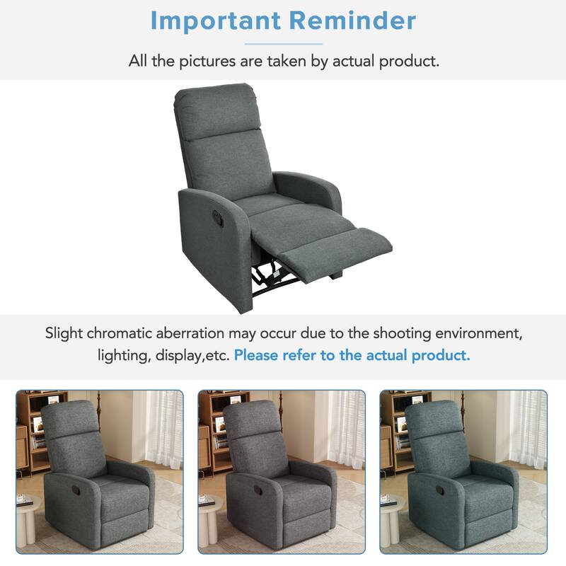 Manual Upholstered Recliner Chair, Modern Recliner Adjustable Single Sofa Chair, High Back Lounge Chairs for Living Room