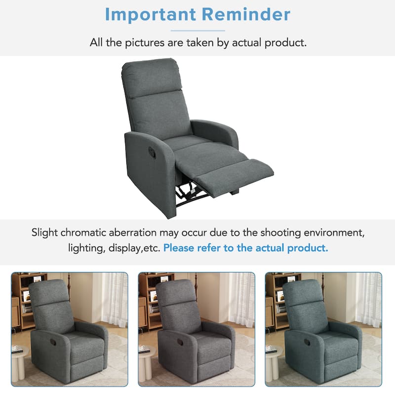 Modern Lounge Chaise Chair, Home Theater Manual Recliner Chair, Accent Chair with Three Adjustable Angles