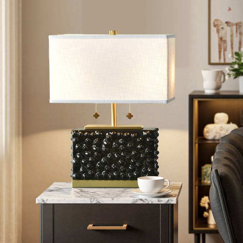 Tamara Day for Stylecraft Edmund Table Lamp - Glossy Black, Polished Brass