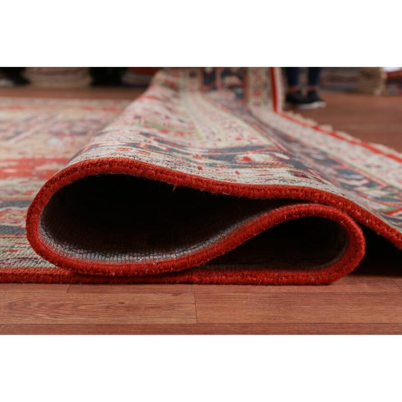 Hand Knotted Oriental 100% Wool Carpet Traditional Medallion Oranges & Rust Heriz (serapi) Area Rug - 14' 11'' X 11' 7''