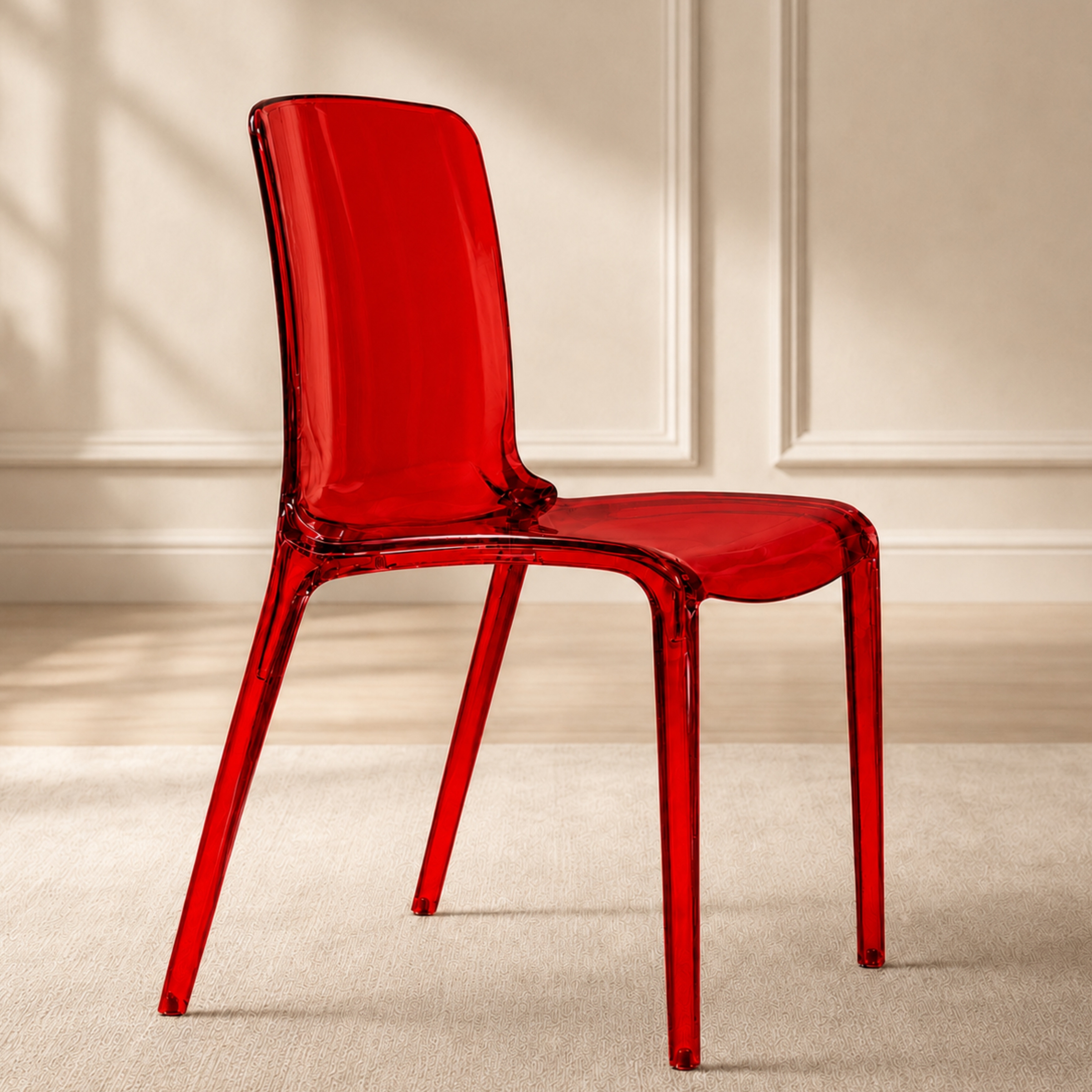 Murray Series Stackable Plastic Minimalist Dining Chair with Full Back Transparent Accent Side Chair for Dining Room & Kitchen
