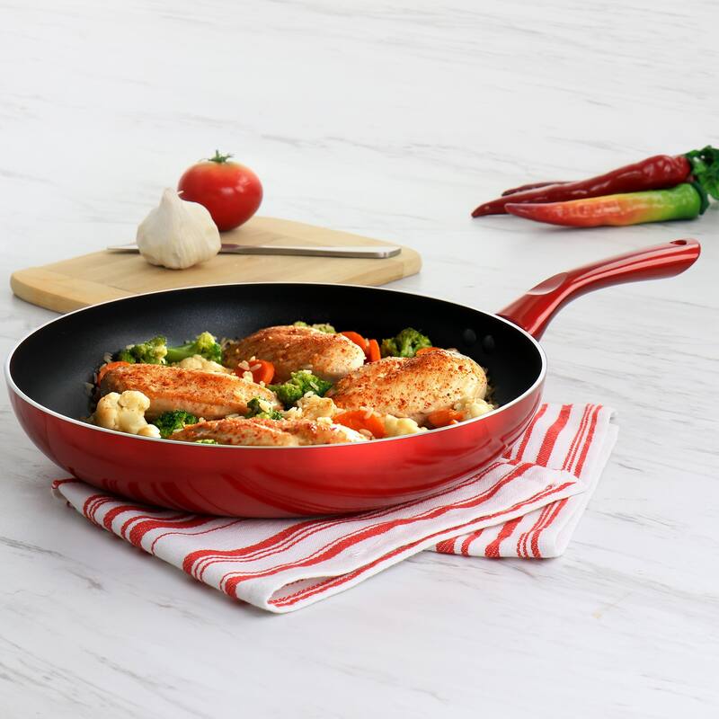 12 Inch Non Stick Gourmet Fry Pan in Scarlet