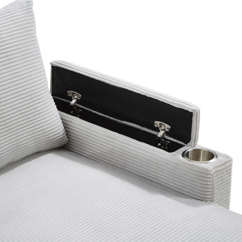 109.5" Convertible Upholstered Sectional Sofa with Storage Chaise Lounges