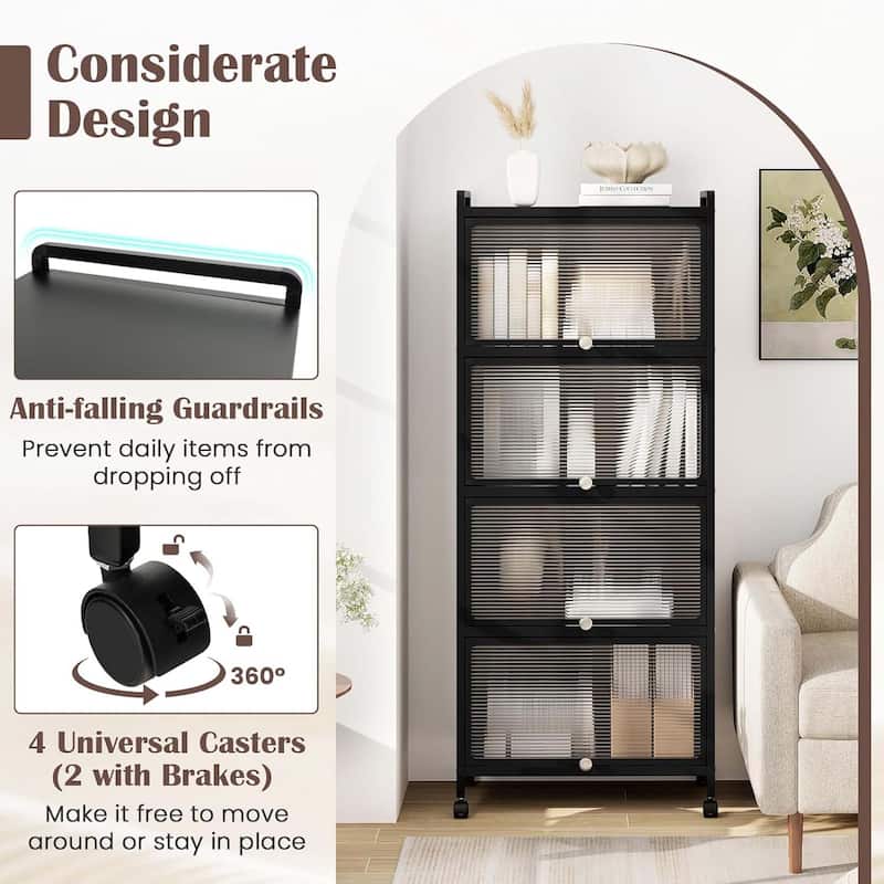 5-Tier Kitchen Baker's Rack Storage Cabinet w/ Mobile Microwave Stand