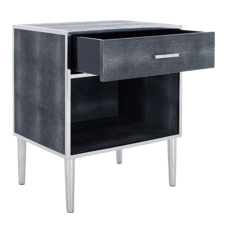 SAFAVIEH Couture Pietsje 1-Drawer Faux Shagreen Nightstand