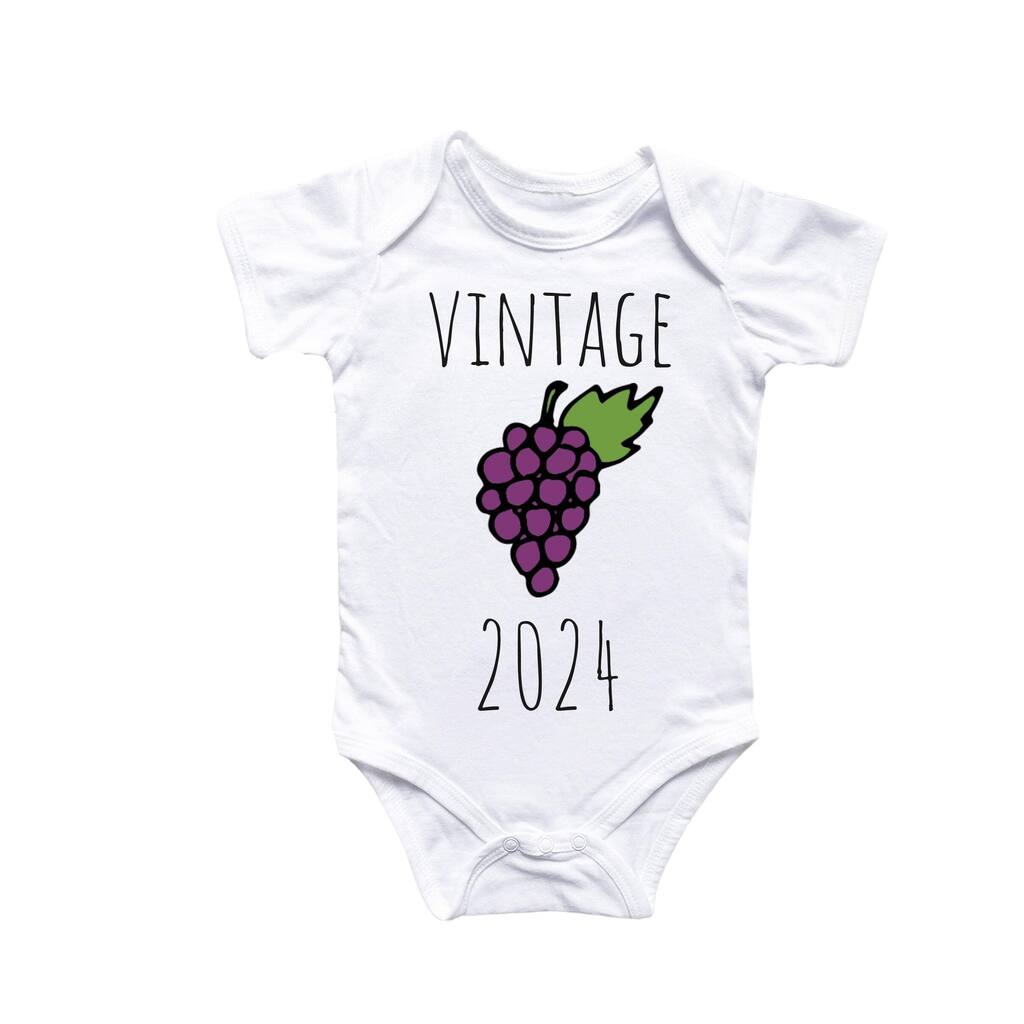 Wine Grape Vintage - Baby Boy Girl Clothes Infant Bodysuit Funny Cute Newborn