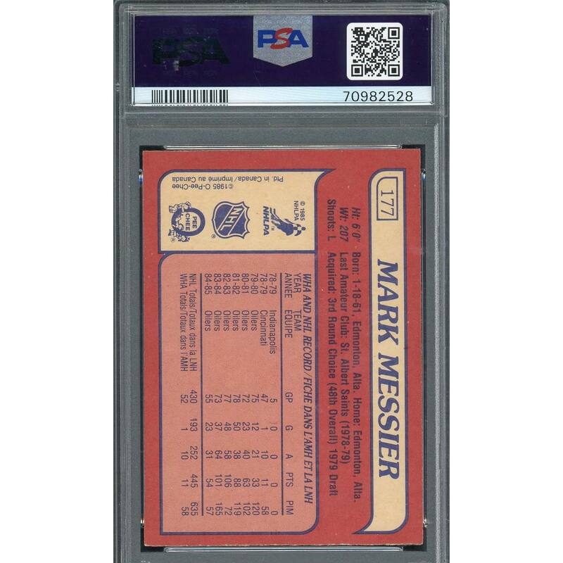 Mark Messier 1985 O-Pee-Chee Signed Hockey Card #177 Auto Graded PSA 8 70982528 - 8'6" x 11'6"