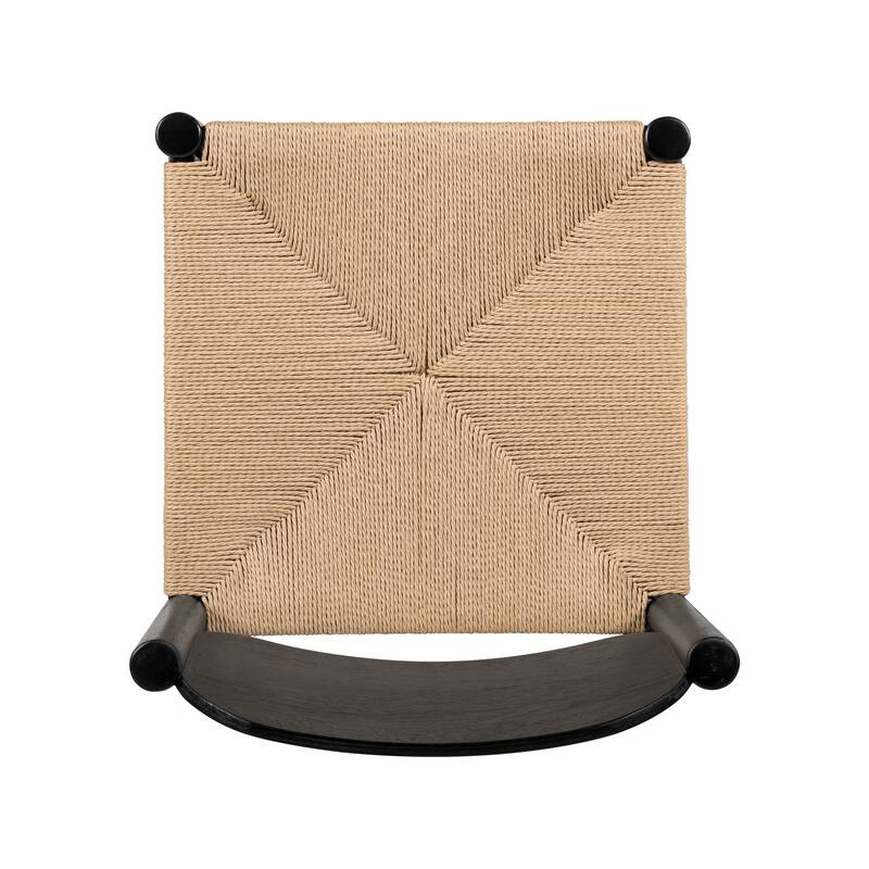 Wooden Dining Chair Set of 2, Ergonomic Kitchen & Dining Room Chairs, Armless Side Chairs with Paper Rope Weave Seat