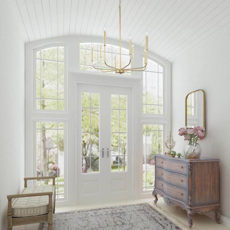 Modern Gold 8-Light Chandelier French Country Wheel Pendant for Dining Room