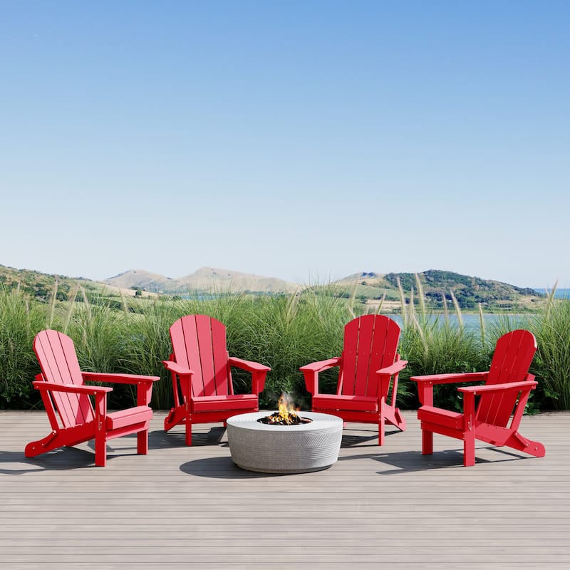 Polytrends Laguna Weather Resistant Outdoor Patio Folding Adirondack Chairs (Set of 4)