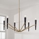 preview thumbnail 2 of 2, 33" W x 22.5" H 6-Light Chandelier in Aged Brass and Black - 33"W x 22.75"H