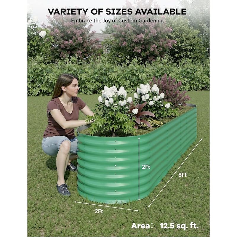 2-Pack Galvanized Steel Raised Garden Beds,Outdoor Deep Planter Box Kit with Tool