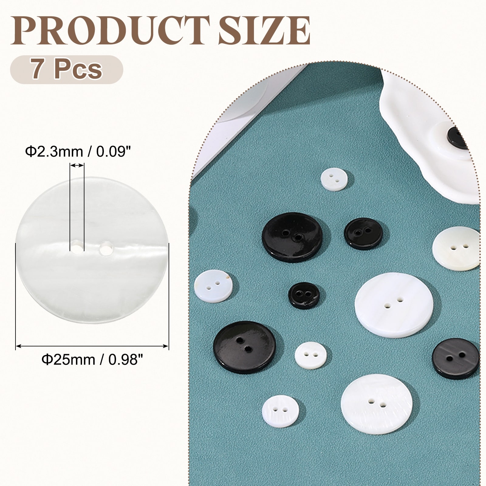 Natural Shell Button, Flat Mother of Pearl Buttons for Shirt Coats Suits Jacket Jeans Skirts DIY Sewing Craft