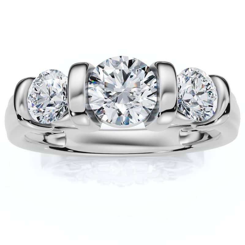 Bliss Diamond 1ct 3-Stone Bar Set Engagement Ring Lab Grown - 8.5 - White