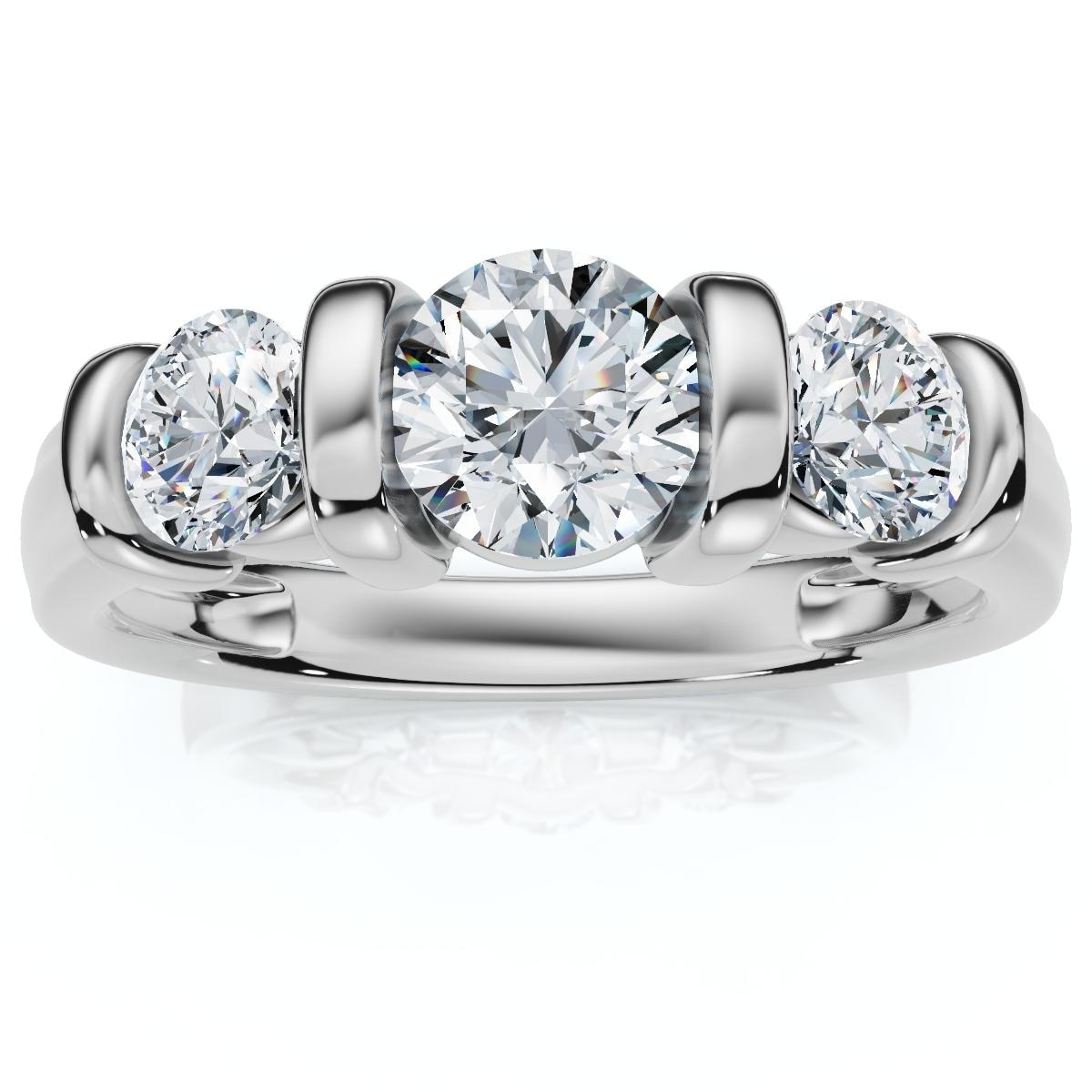Bliss Diamond 1ct 3-Stone Bar Set Engagement Ring Lab Grown