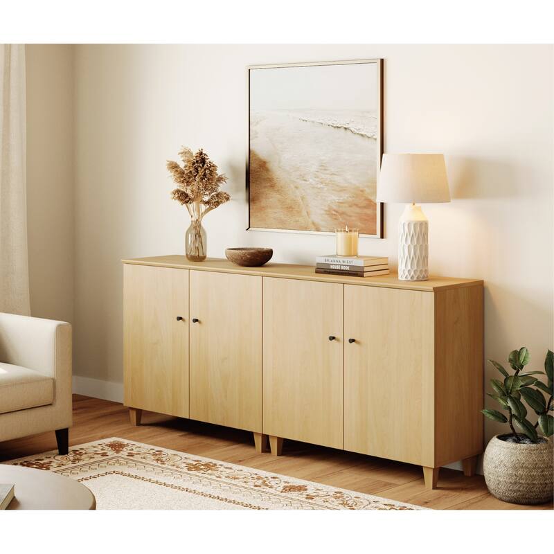 WAMPAT Wide TV Stand Cabinet, Entertainment Center with Doors, 32.4"H