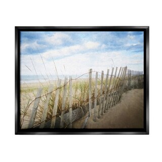Stupell Summer Beach Fence Framed Floater Canvas Wall Art Design By ...