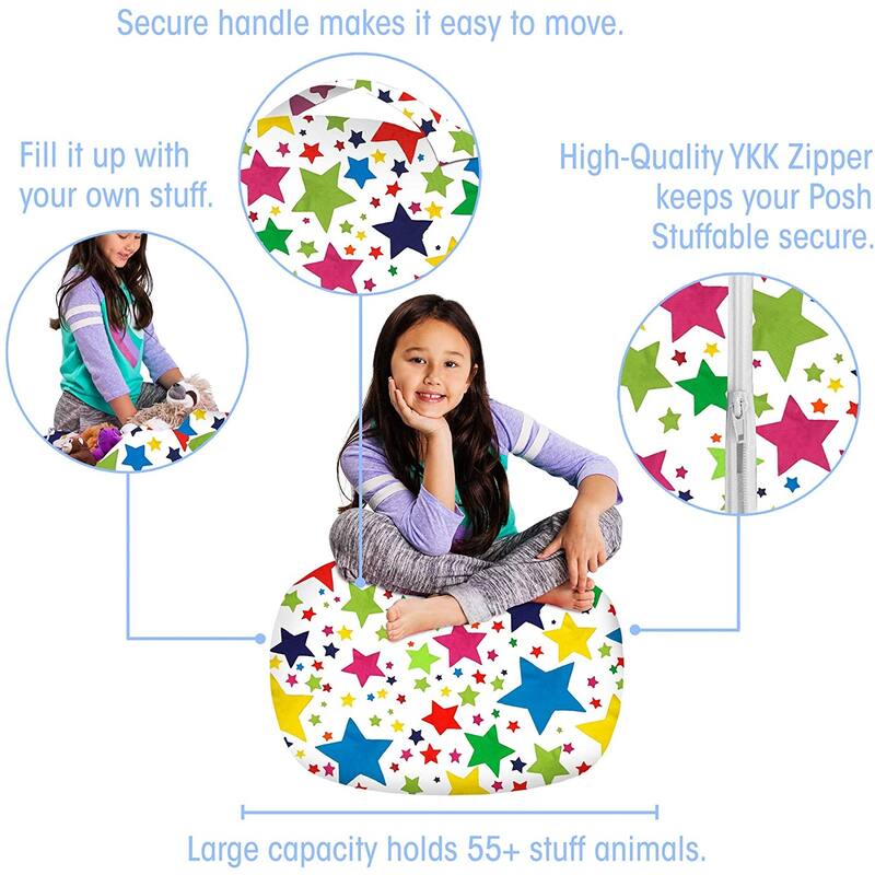 Kids Bean Bag Chair Cover Stuffed Animal Storage or Toy Organizer