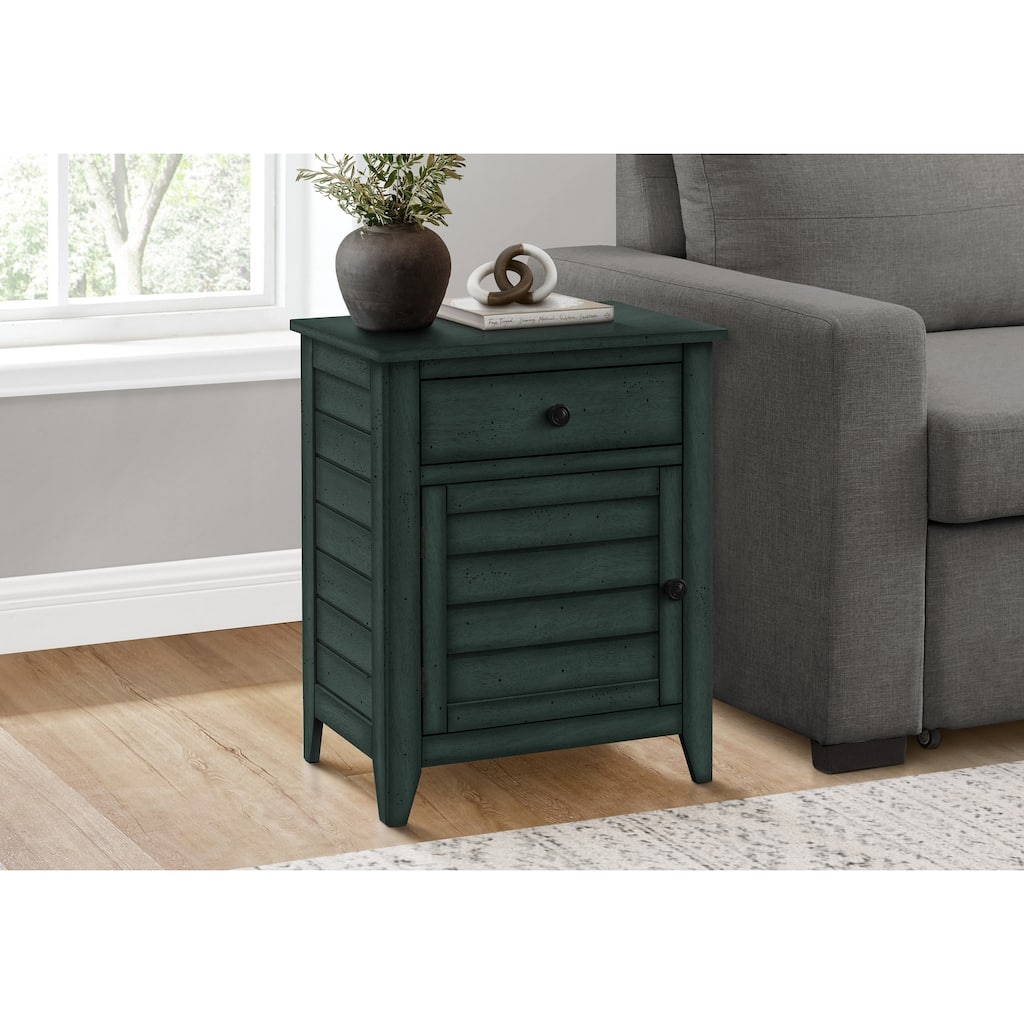Accent Table, Nightstand, Storage Drawer, End, Side Table, Bedroom, Lamp, Storage, Antique Blue Veneer, Transitional