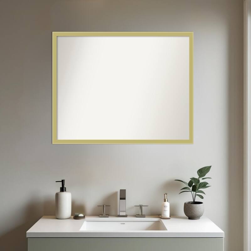 Incline Non-Beveled Wood Framed Bathroom Vanity Wall Mirror