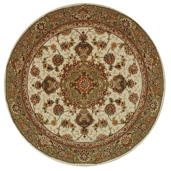 slide 1 of 2, SAFAVIEH Handmade Persian Court Souheila Traditional Oriental Wool Rug 4' Round - Ivory/Green - Round