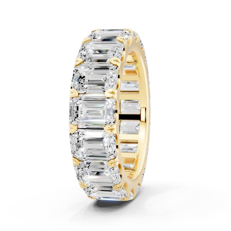 Auriya 14k Gold 7 1/2ctw Emerald Lab Grown Diamond Eternity Ring (E-F VS)
