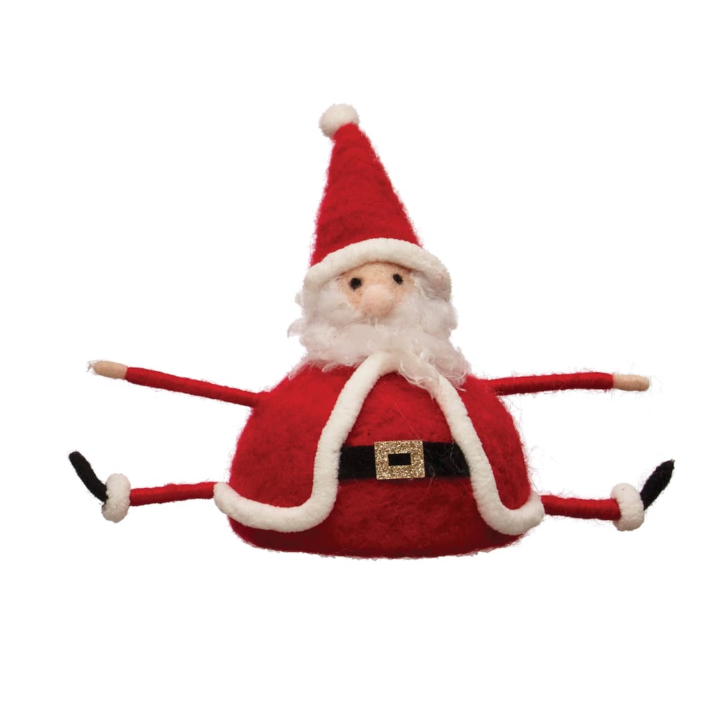 Wool Felt Sitting Santa - 7.9"L x 4.0"W x 4.5"H