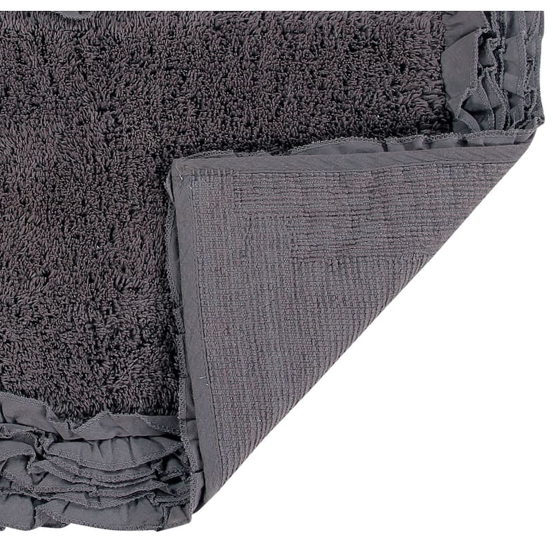 Better Trends Shaggy Border Collection Bathroom Rug -100% Cotton Tufted, Non-Skid Spray Latex Backing, Machine Washable Bath Mat