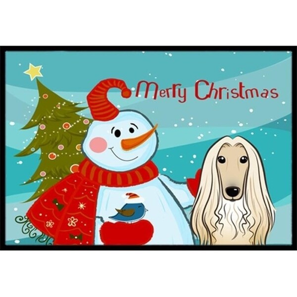 Carolines Treasures BB1864JMAT Snowman With Afghan Hound Indoor & Outdoor Mat 24 x 36 in.