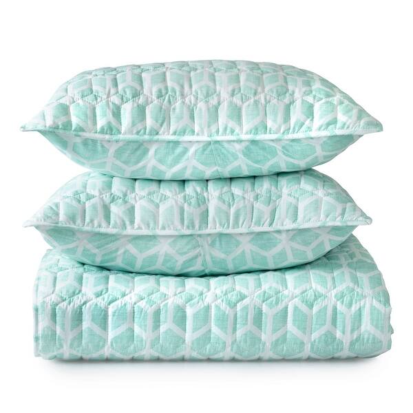 Welspun Basics Thomas Geometric Cotton Percale Quilt Set Bed Bath