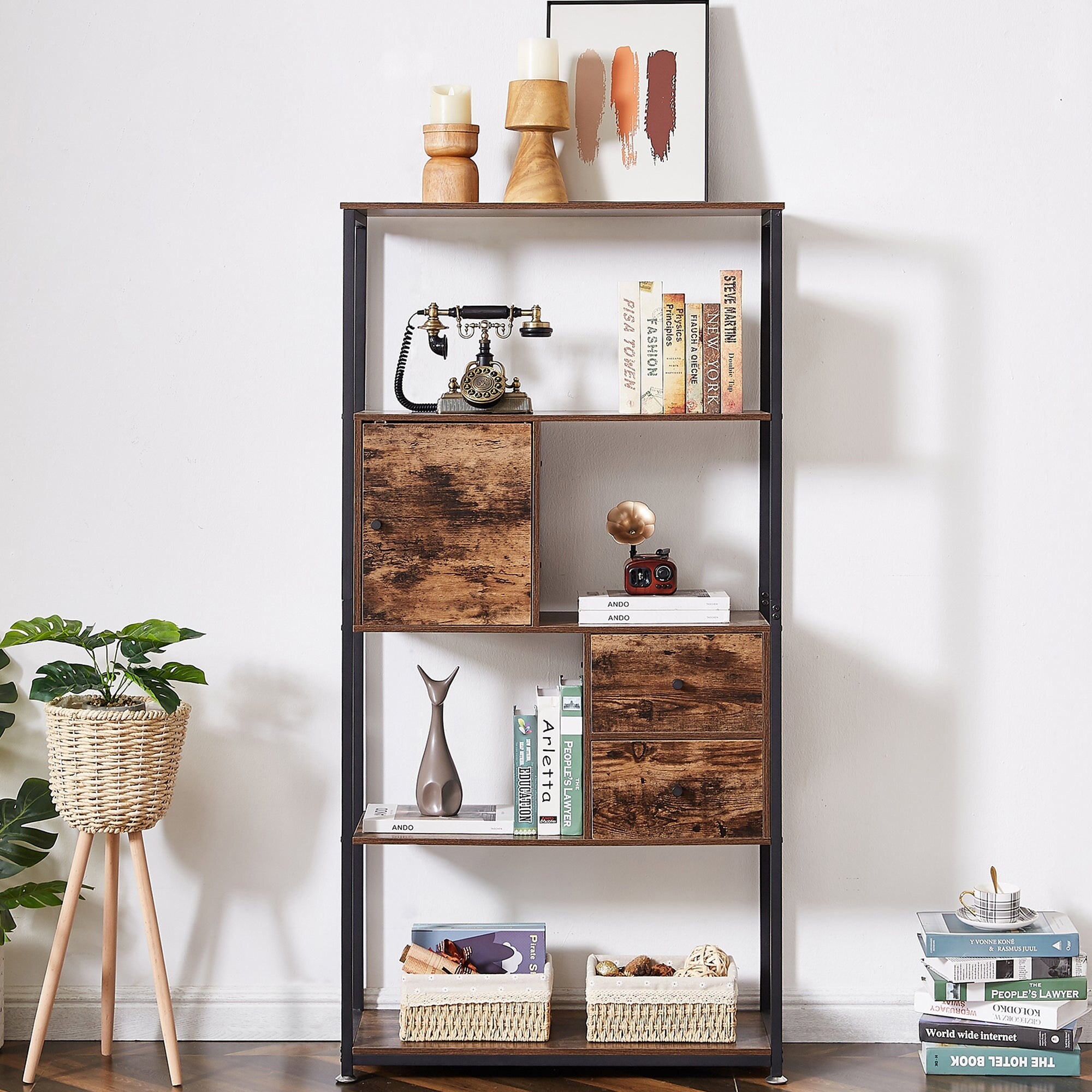 https://ak1.ostkcdn.com/images/products/is/images/direct/1e6fd4e5b7d946ff14dd9792bb068f583082541c/VECELO-Modern-5-tier-Bookshelf-with-2-Drawer-Bookcase%2CRustic-Brown.jpg