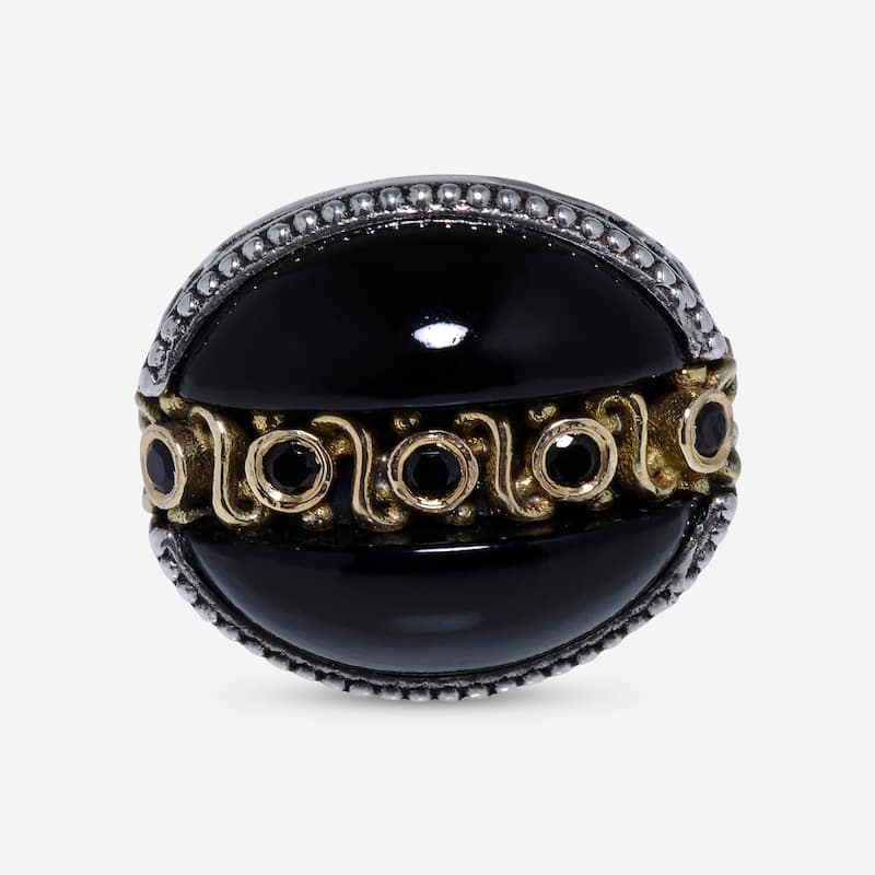 Konstantino 18K Yellow Gold & Sterling Silver, Onyx Statement Ring