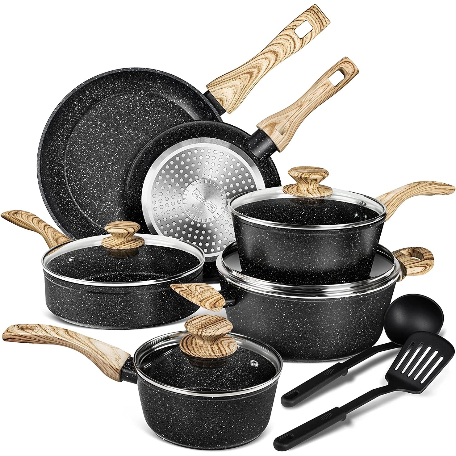 17-Piece Kitchen Granite Cookware Set, Non-stick Cooking Pots and Pans Set  - Bed Bath & Beyond - 39312182