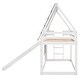 preview thumbnail 6 of 7, Wood Twin Size House Bunk Bed with Roof, Ladder and Slide, White+Brown