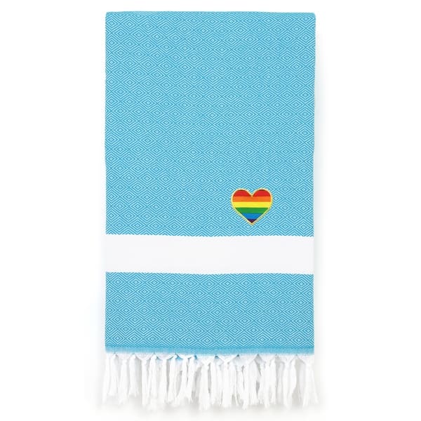 Authentic Hotel And Spa 100 Turkish Cotton Diamond Cheerful Rainbow Heart Pestemal Beach Towel Overstock 31523526