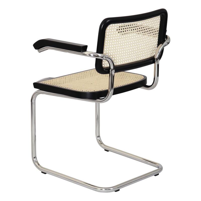 Breuer Chair Company Marcel Breuer Cesca Cane Cantilever Armchair Arm Chair w/ Chrome Steel Frame (Various Wood & Cane Colors)