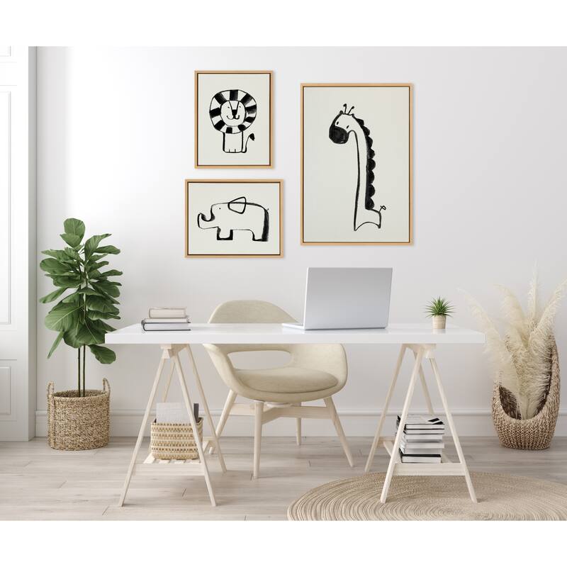 Kate and Laurel Sylvie Animal Canvas Art Set by Teju Reval