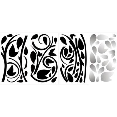 Roommates Decor Black Scroll Branch Wall Decals with Foil Leaves