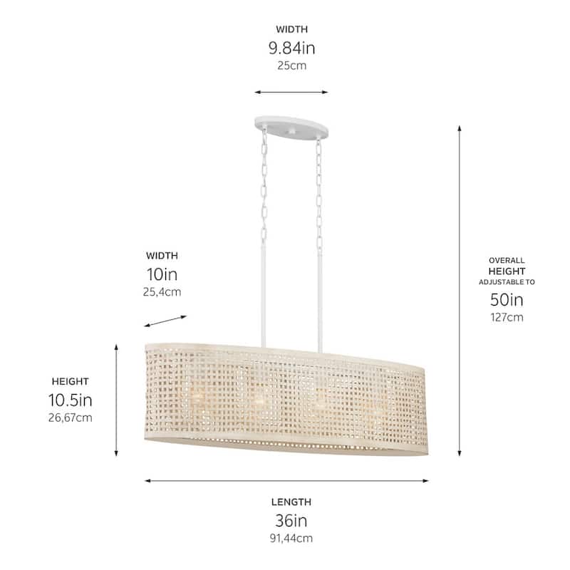 Kichler Lighting Sayulita 4-Light White Wicker Chandelier