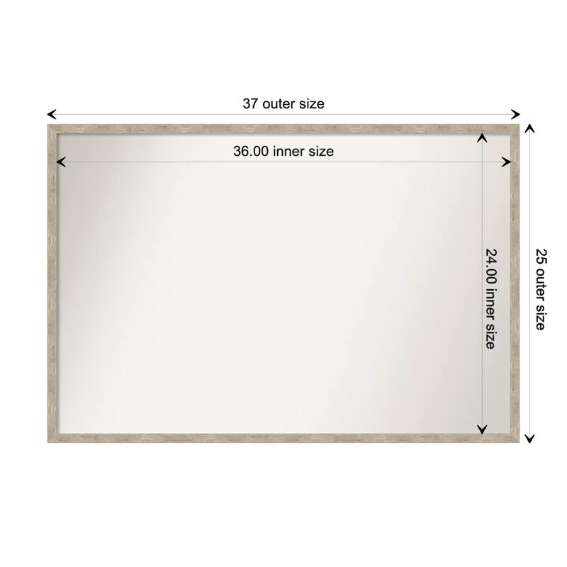 Imprint Non-Beveled Wood Framed Wall Mirror - Imprint Light Pewter - Glass Size 36x24