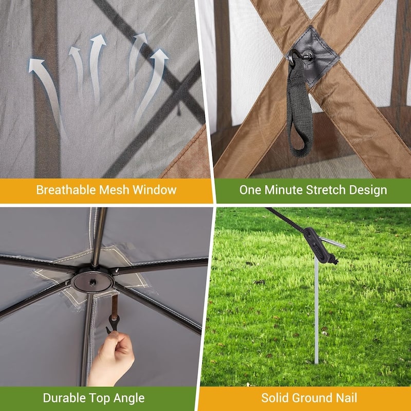 Pop-Up Canopy Sun Shelter with 6 Waterproof Sidewalls