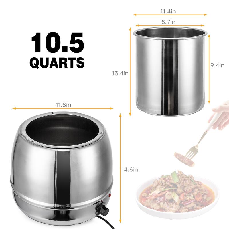 10.5QT Commercial Soup Kettle Warmer in Stainless Steel - 10.5 Quart