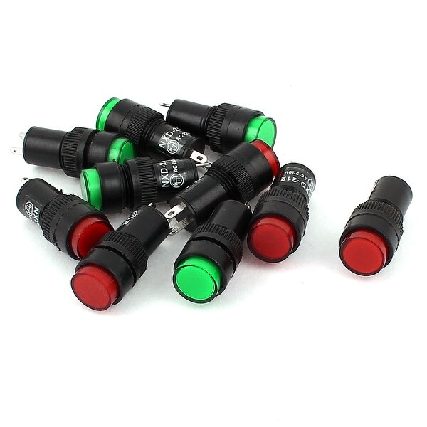 10Pcs 12mm Neon Indicator Pilot Signal Light Lamp AC 220V Red Green