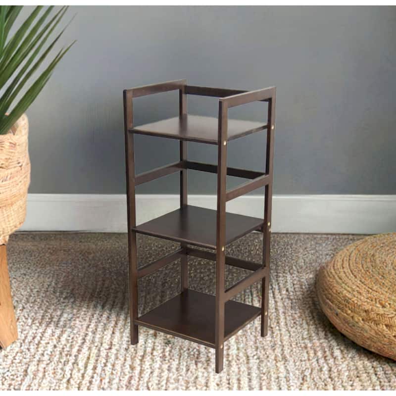 3 Tier Solid Bamboo Frame Stackable Tower Bookshelf